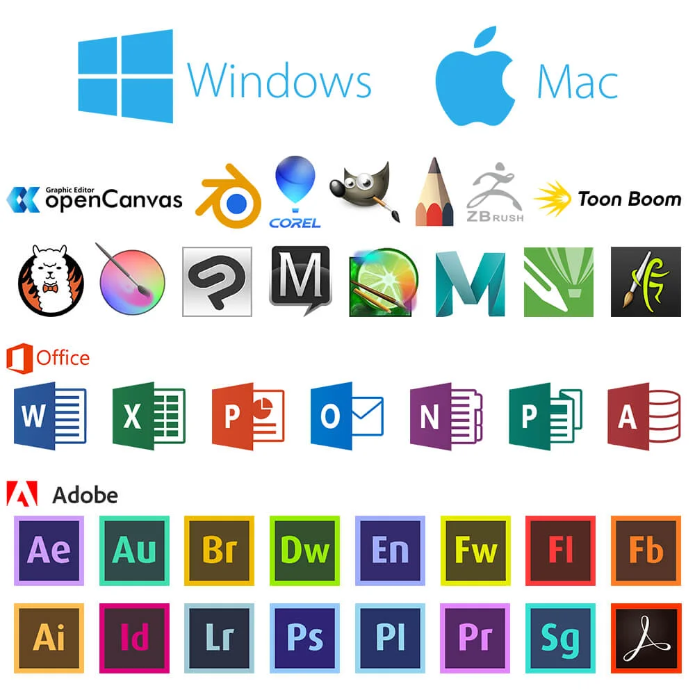 XPPen Deco Pro ใช้งานร่วมกับ Windows Mac Photoshop Illustrator และโปรแกรมออกแบบอื่นๆ