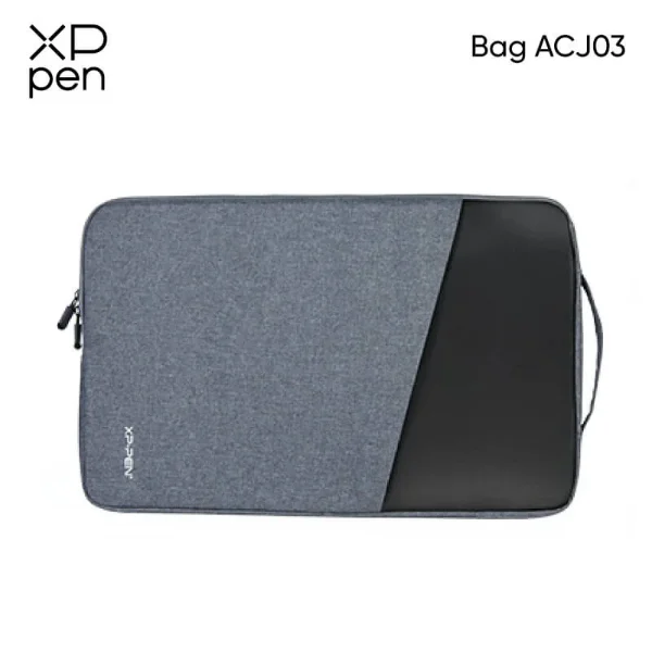 กระเป๋าใส่เมาส์ปากกา XPPen ACJ03 ขนาด 15.6 นิ้ว สีเทาผ้าแคนวาสตัดขอบหนัง PU สีดำ