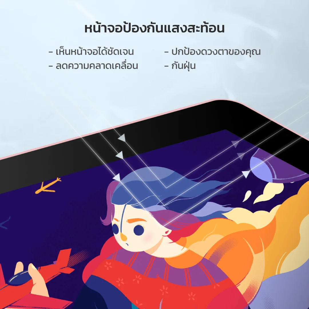 หน้าจอป้องกันแสงสะท้อนของ XPPen Artist 13 2nd Gen มองเห็นชัดเจนถนอมสายตา