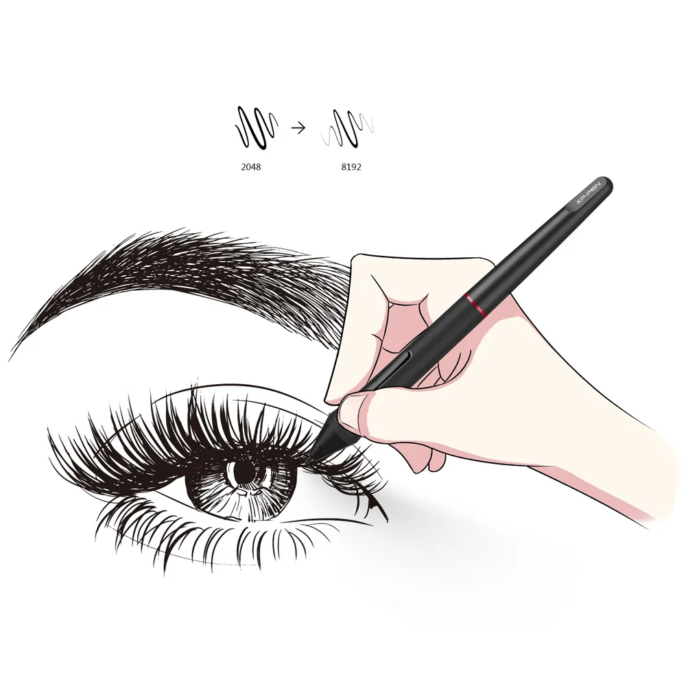 ปากกา XPPen PA2 แรงกด 8192 ระดับ วาดเส้นขนตาและรายละเอียดได้ละเอียดคมชัดกว่าความละเอียด 2048 ระดับ