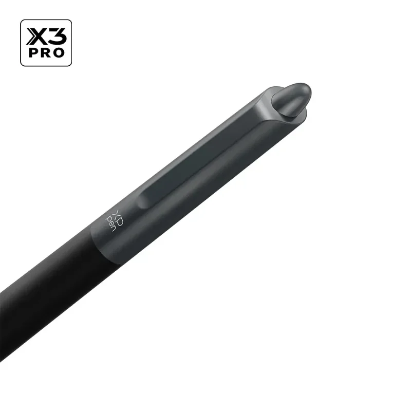 ภาพระยะใกล้ปลายด้ามปากกา XPPen X3 Pro แสดงดีไซน์หัวท้ายโค้งมน