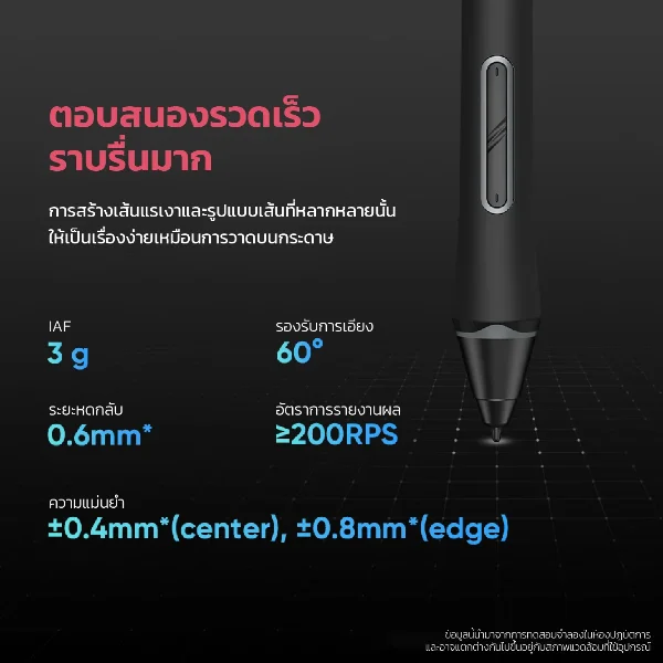 ความแม่นยำปากกา X3 Pro บน XPPen Artist 15.6 Pro V2 เอียงได้ 60 องศา รายงานผล 200RPS