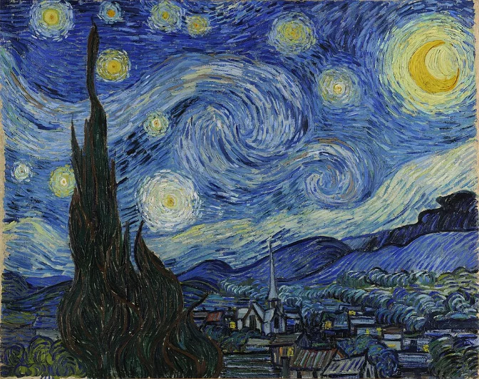 ภาพวาด Starry Night ของแวนโก๊ะ ตัวอย่างการจัดองค์ประกอบภาพตามกฎสามส่วน