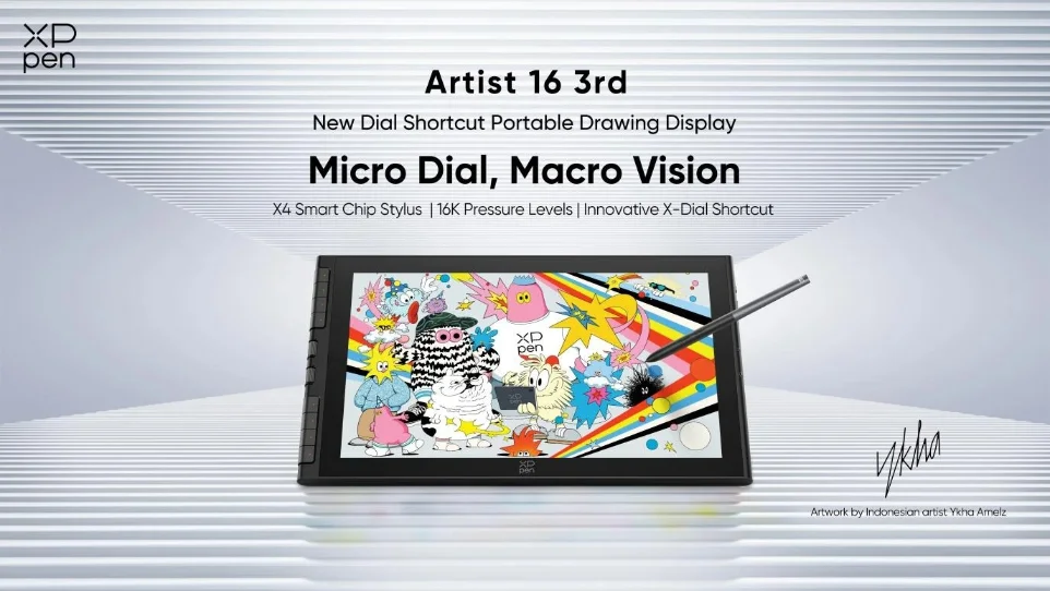 XPPen Artist 16 3rd แท็บเล็ตวาดภาพพร้อม X4 Smart Chip Stylus และ X-Dial Shortcut